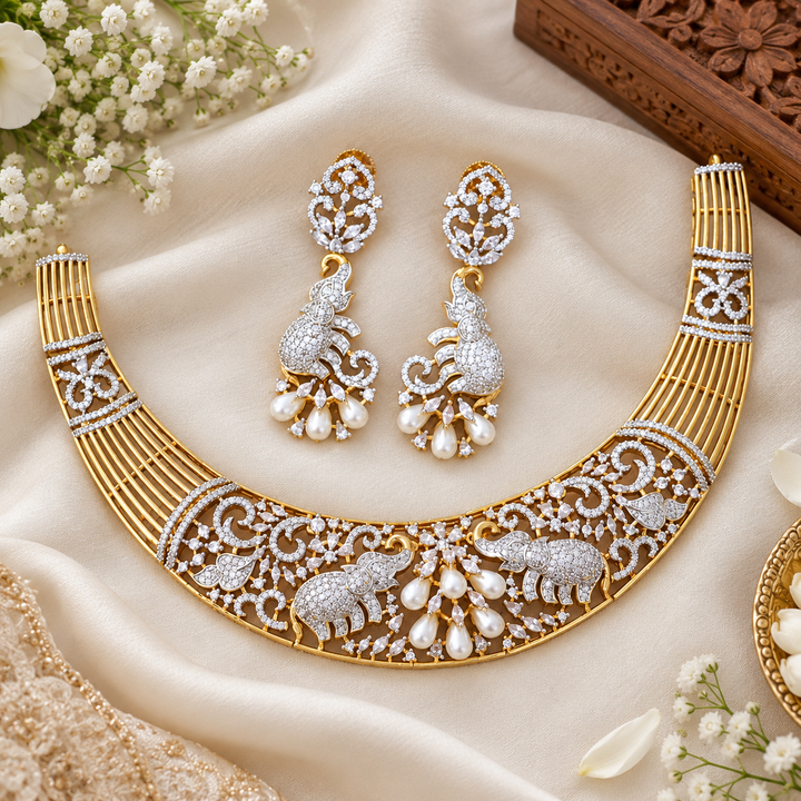 Exquisite American Diamond Necklace Set for Weddings