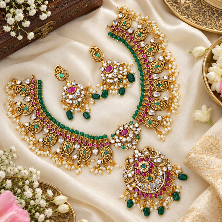 Exquisite Jadau Necklace Set for Bridal Glam