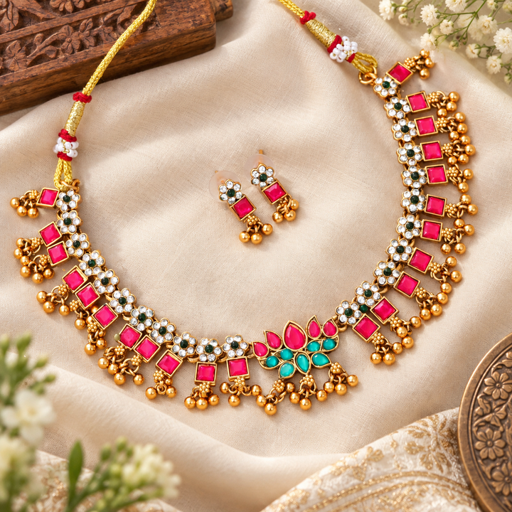 Stunning Gold Festive Necklace Set for Weddings & Celebrations