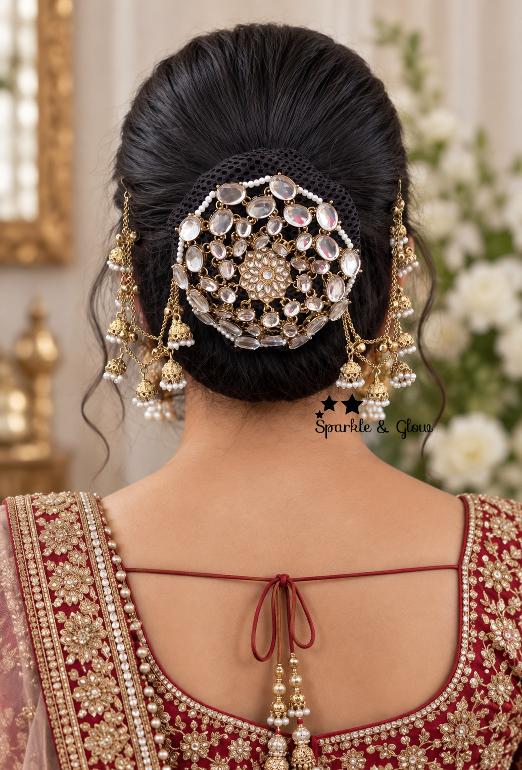 Ethnic Gold Hair Bun for Festive & Wedding Glamour