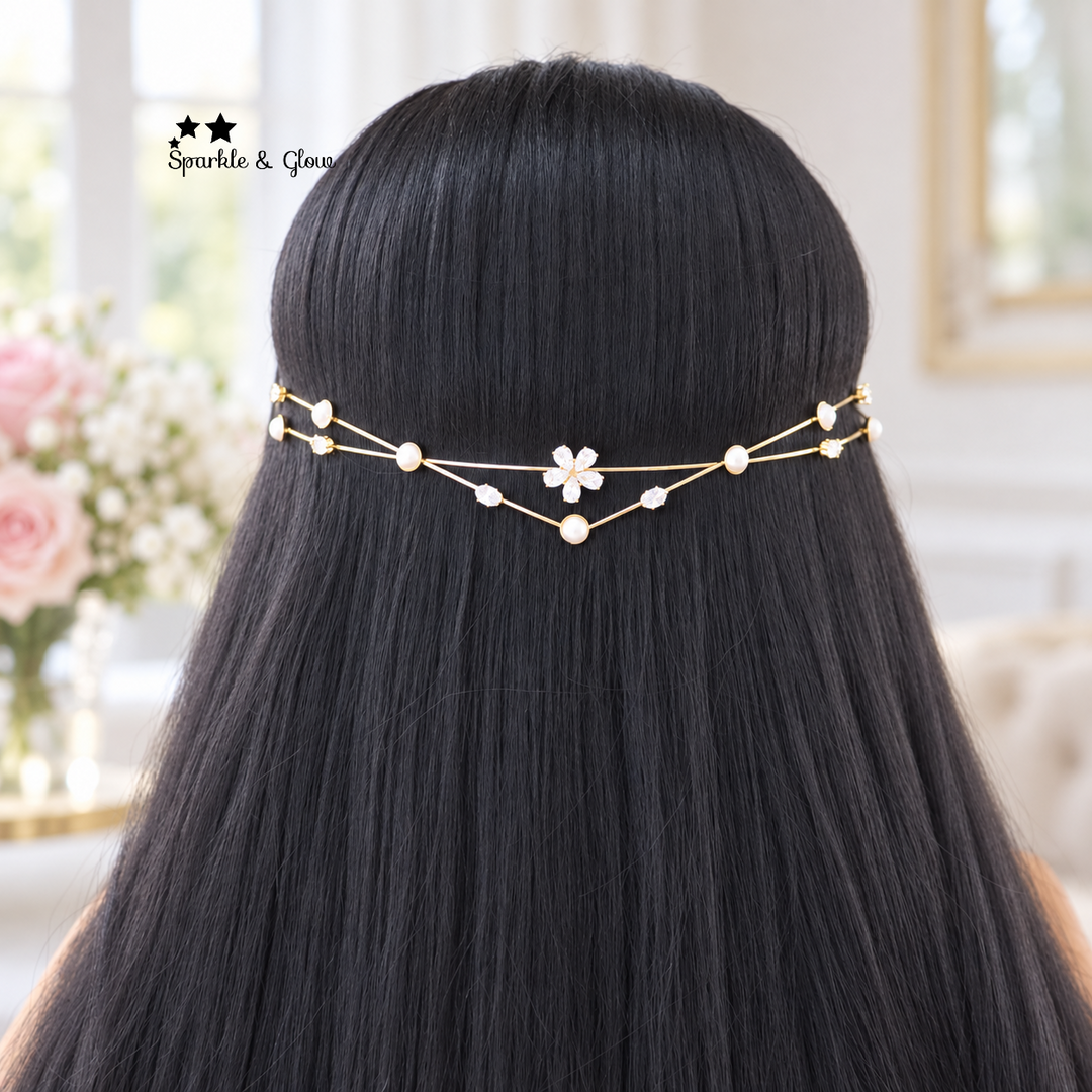 Elegant Crystal & Pearl Bridal Hair Band for Weddings