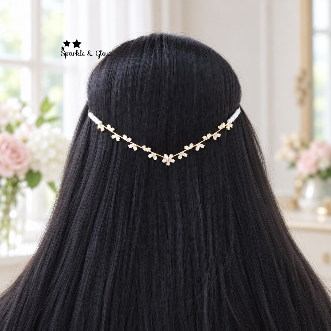 Crystal Floral Hair Band for Brides & Festive Occasions