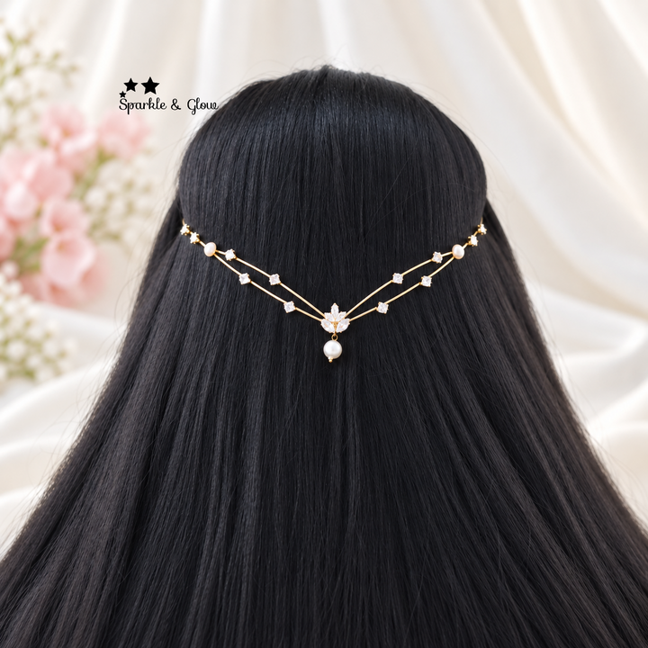 Luxurious Gold & Pearl Hair Band for Weddings