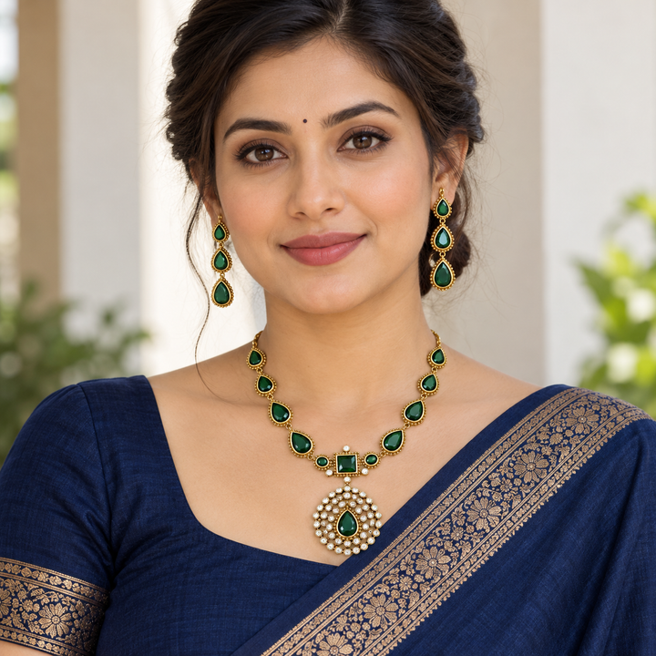 Victorian Green Bridal Necklace - Elegance Redefined
