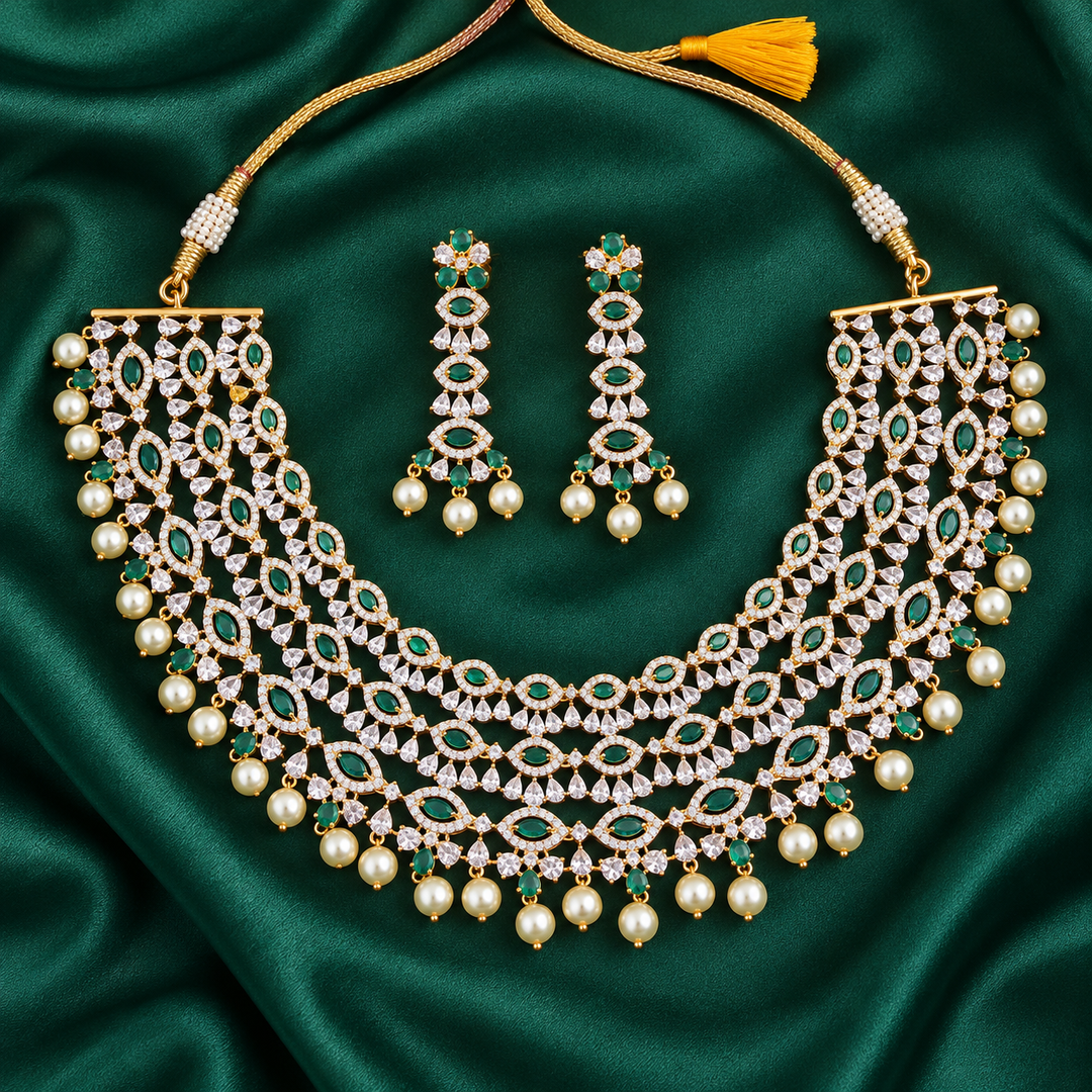 Green AD Choker Necklace - GJ Polish Elegant Style
