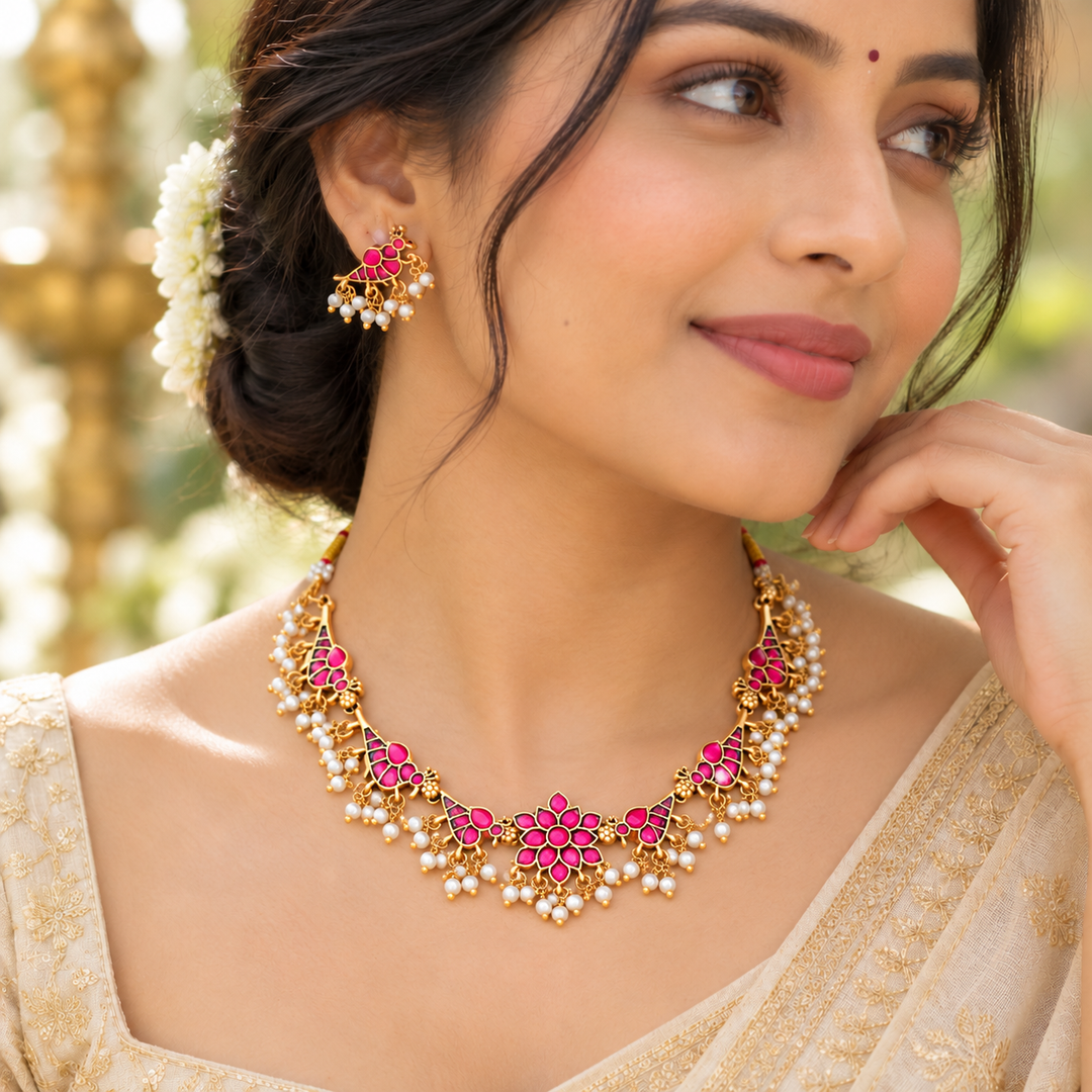 Elegance Redefined: Gold & Turquoise Festive Necklace