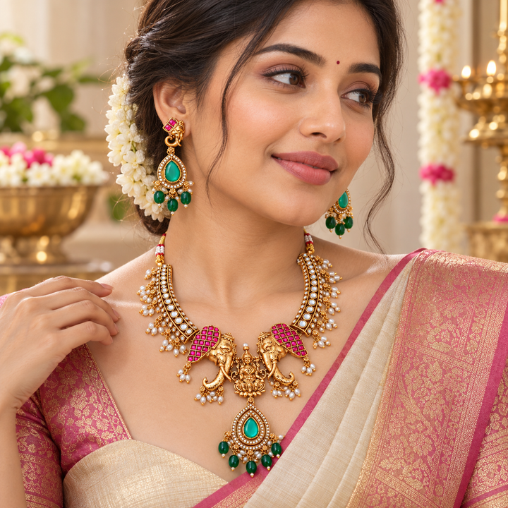 Stunning Temple Jewelry Set for Weddings & Festivities