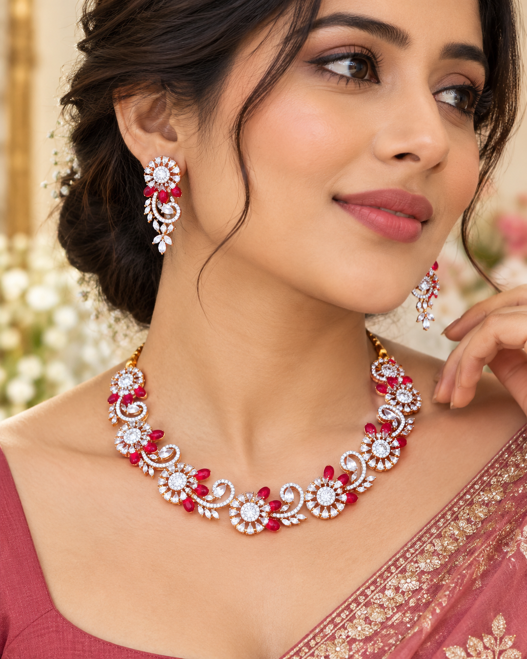Exquisite American Diamond Necklace & Earrings Set