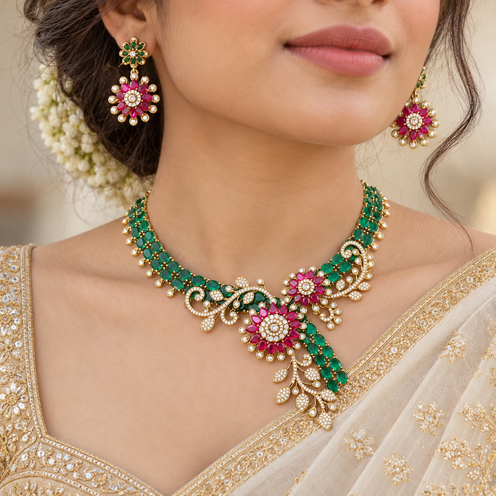 Enchanting American Diamond Necklace Set