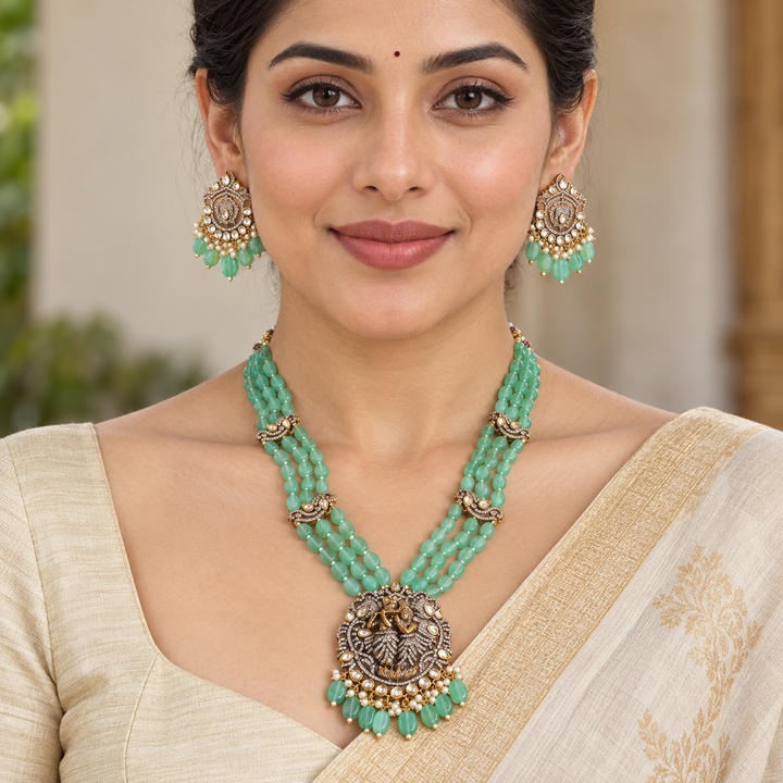 Krishna Pendant Victorian AD Haram Necklace