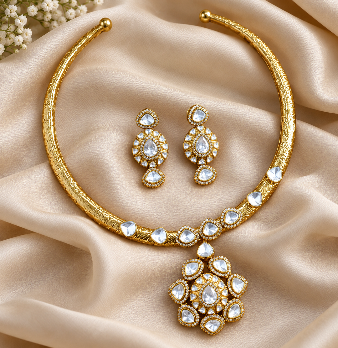 Victorian AD Floral Drop Hasli Choker
