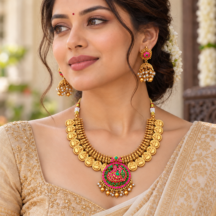 Exquisite Short Necklace Adorned with Gold Coins