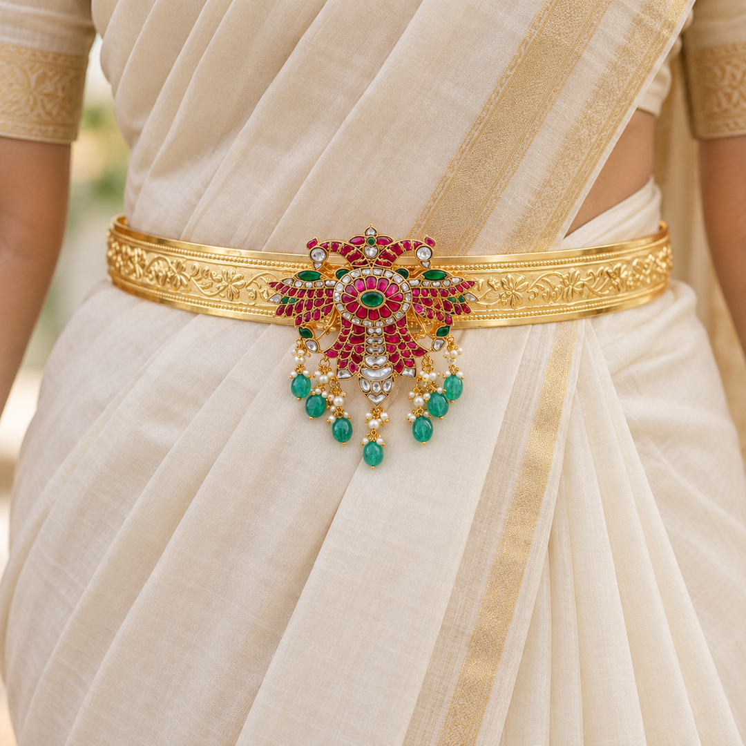 Exquisite Kundan Gold Festive Hip Belt