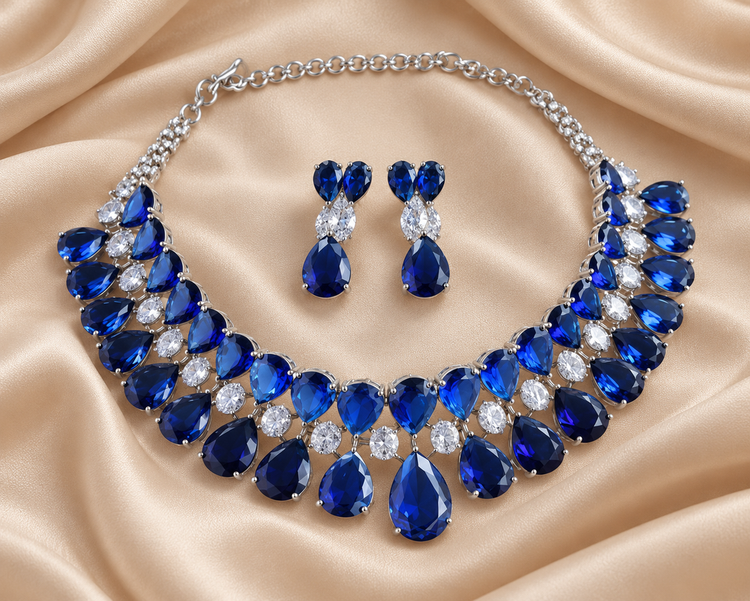 Blue Waterdrop Stone Victorian AD Choker