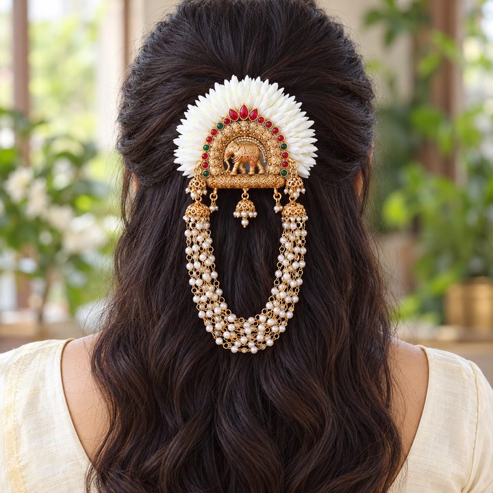 Elegant Gold Elephant Hair Clip - Perfect Festive Accessory
