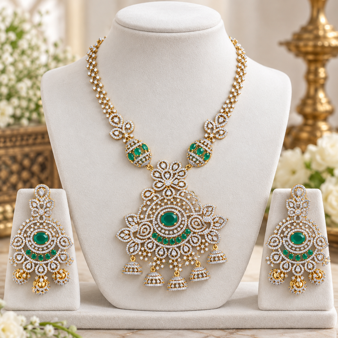 Stunning American Diamond Short Necklace for Weddings