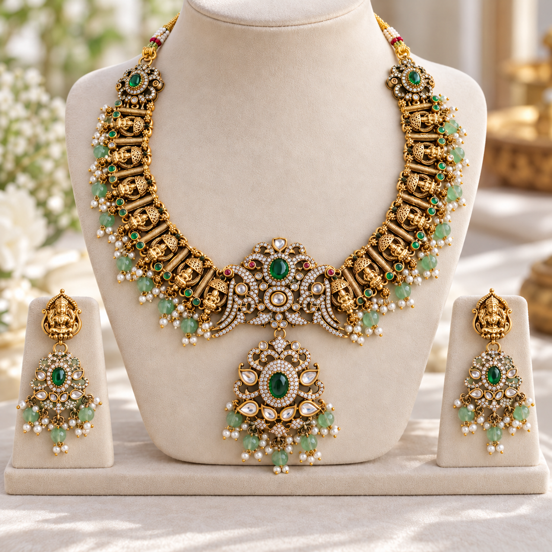 Lakshmi Peacock Victorian AD Ruby Necklace