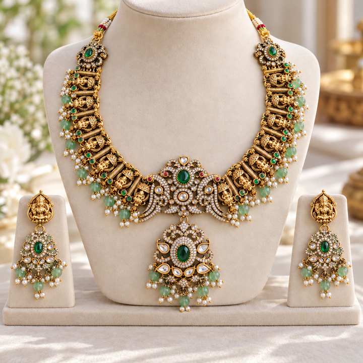 Lakshmi Peacock Victorian AD Ruby Necklace