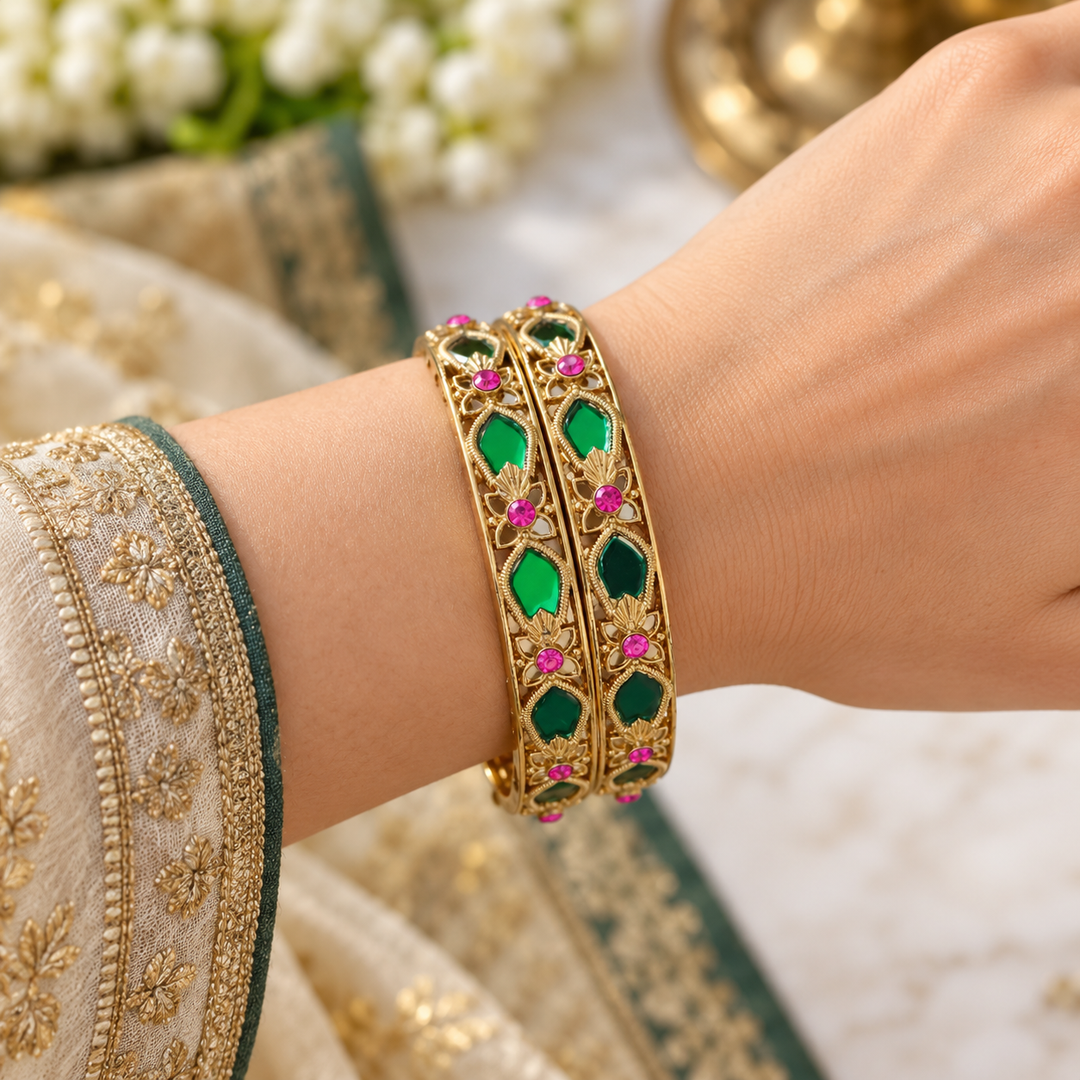 Kerala Gold-Toned Bangles for Celebrations | Sparkle & Glow