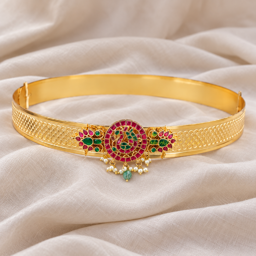 Elegant Gold Kundan Hip Belt for Festive Occasions