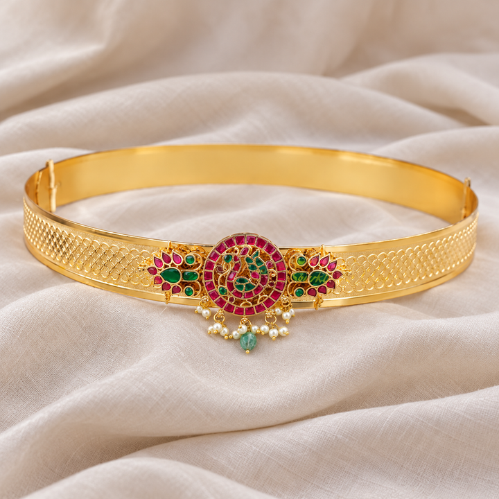 Elegant Gold Kundan Hip Belt for Festive Occasions