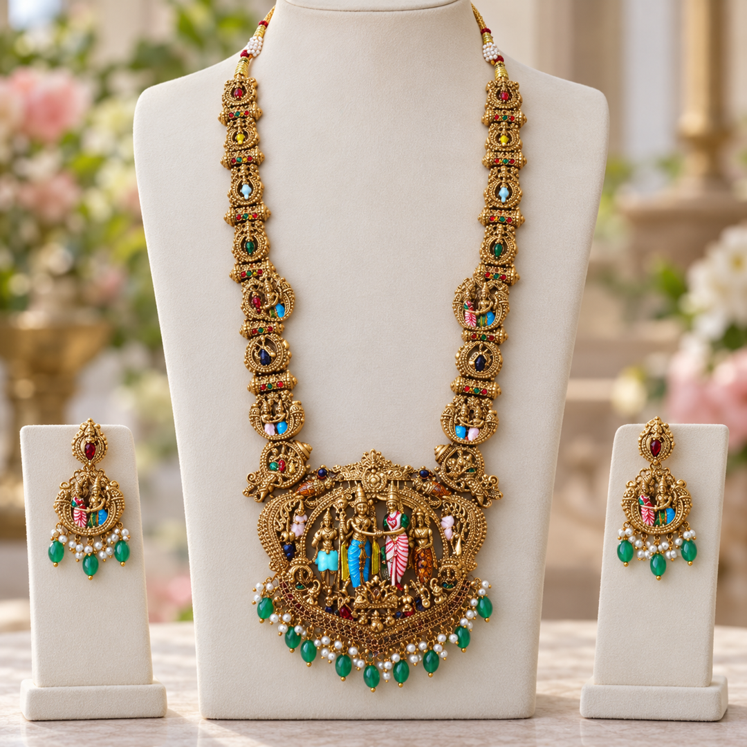 Exquisite Gold-Alike Long Temple Necklace for Weddings