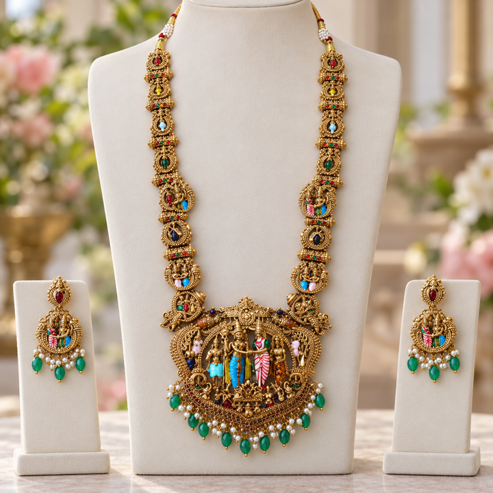 Exquisite Gold-Alike Long Temple Necklace for Weddings