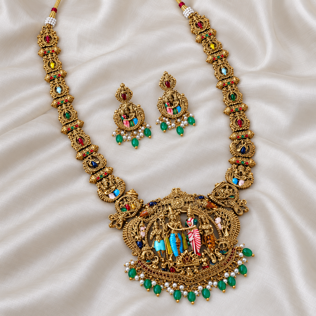 Exquisite Gold-Alike Long Temple Necklace for Weddings