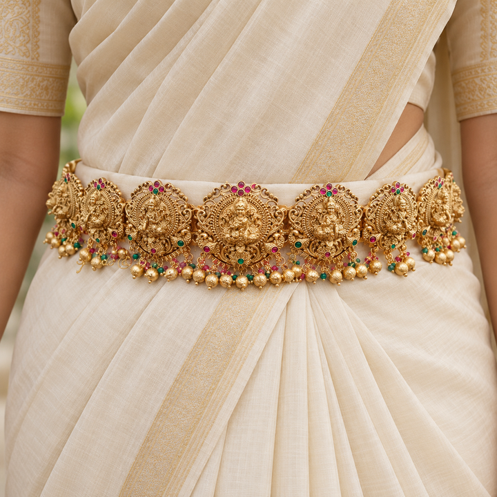 Exquisite Gold Temple Style Hip Belt for Weddings