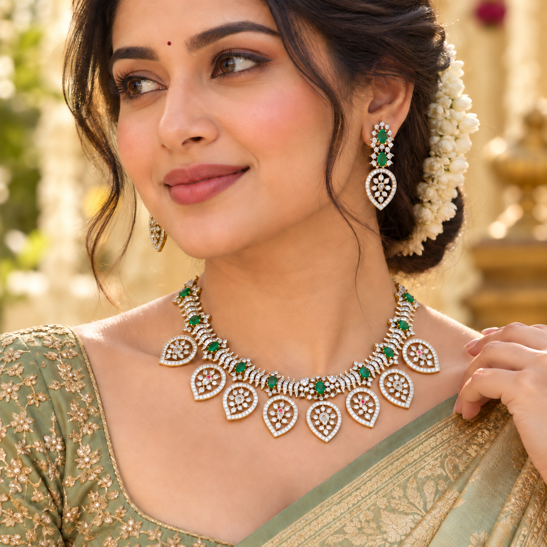 Exquisite American Diamond Necklace & Earrings Set