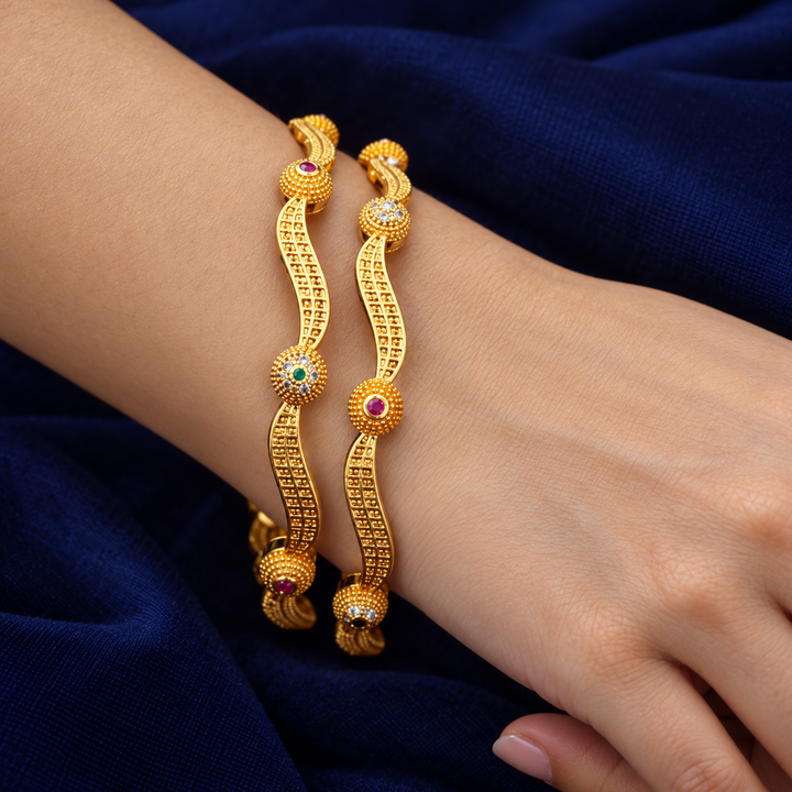 Exquisite Kerala Gold Plated Bangles for Festive Elegance