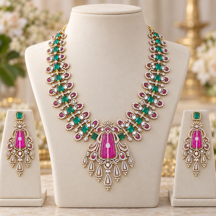 Victorian Bridal Long Necklace Set - Timeless Elegance