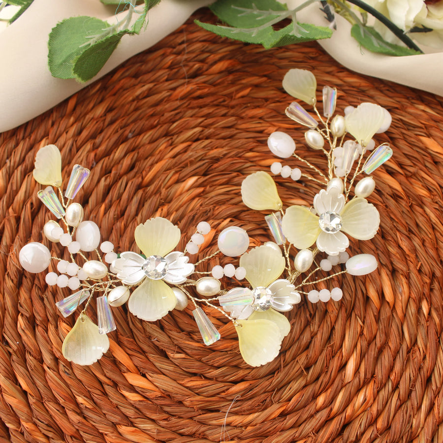 Crystal Floral Hair Accessory with Pearl Accents - Sparkle and Glow