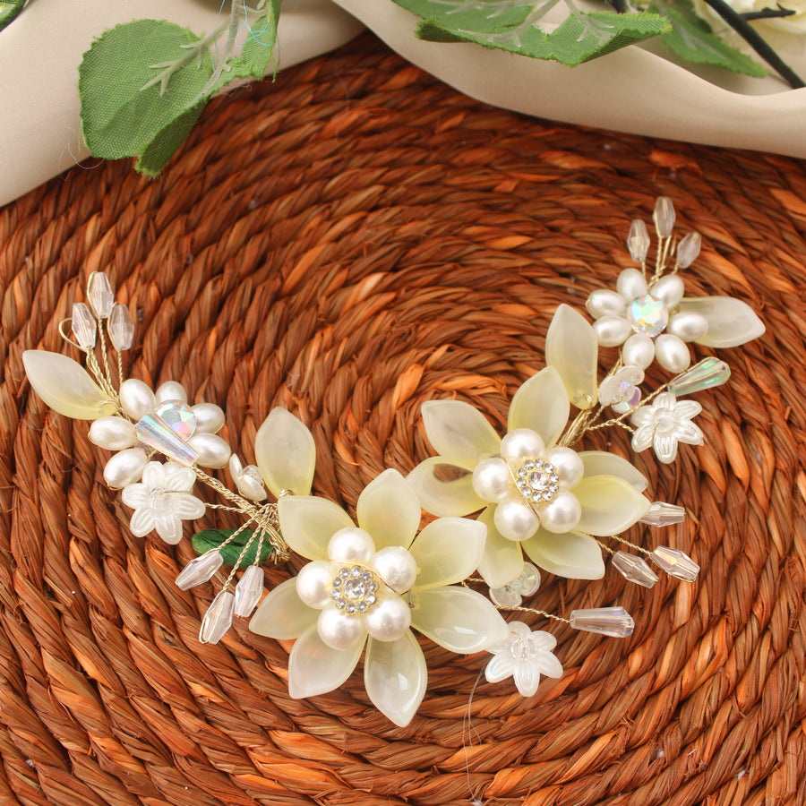 Elegant Pearl and Crystal Floral Hair Gajra - Sparkle and Glow