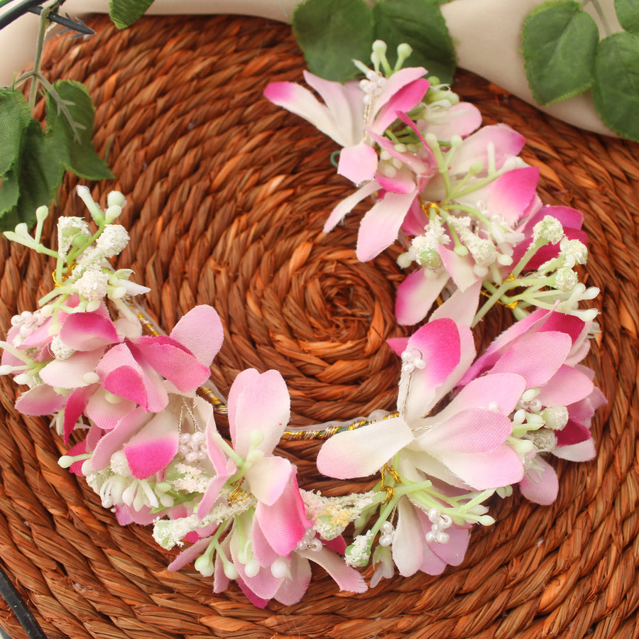Pink Orchid-Inspired Artificial Hair Gajra - Sparkle and Glow