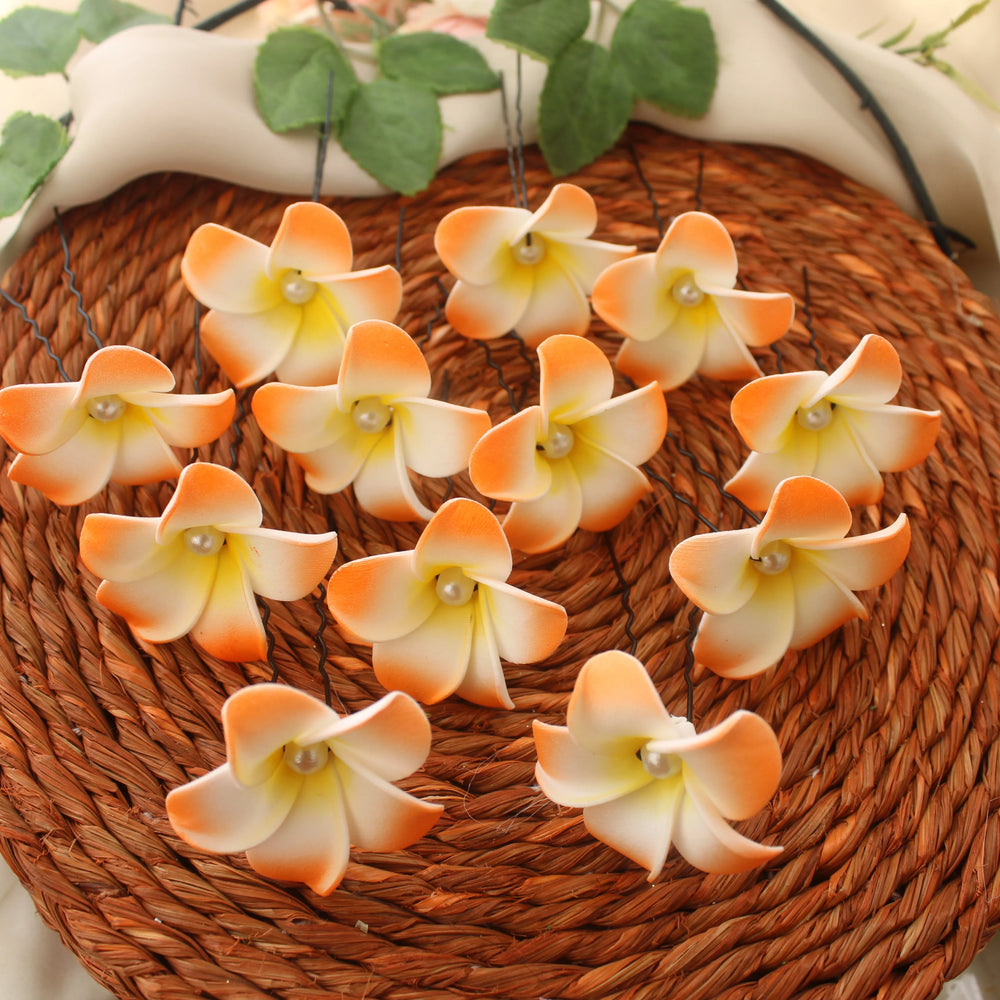Artificial Flower Hair Pins – Set of 12 - Sparkle and Glow