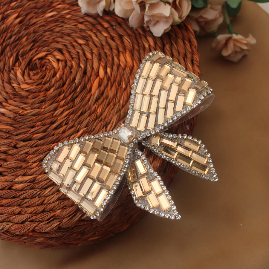 Gold Mirror Tile Bow Hair Clip - Sparkle and Glow