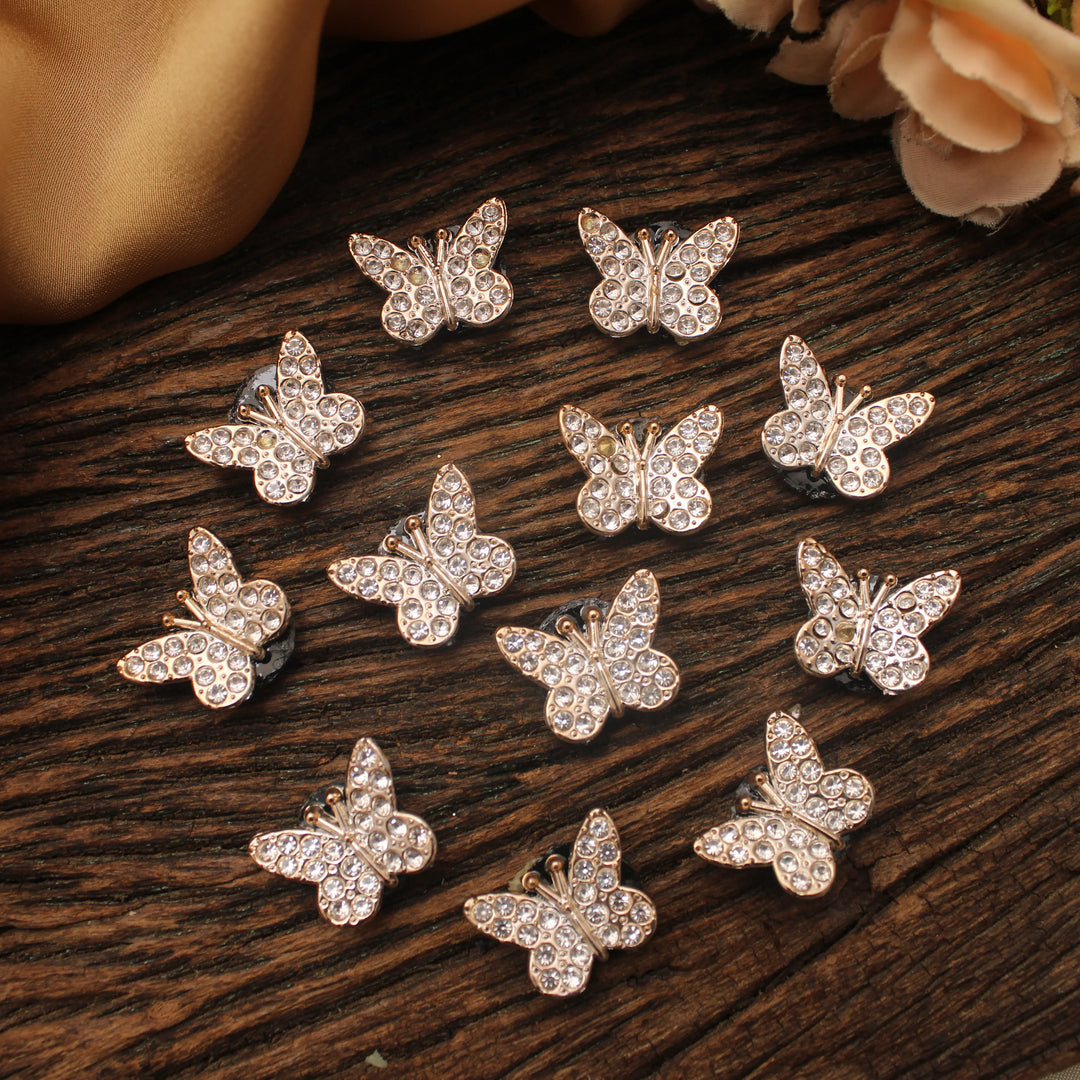 Crystal Butterfly Embellishments – Gold Base – Set of 12 - Sparkle and Glow