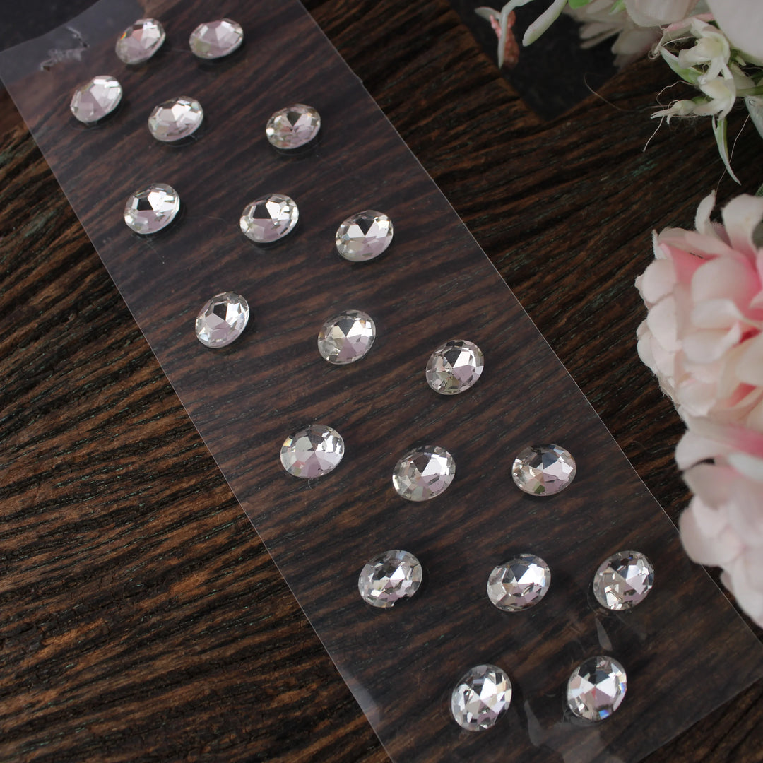 Oval Crystal Stone Stickers – Pack of 24 decorative makeup hair accessories - Sparkle and Glow