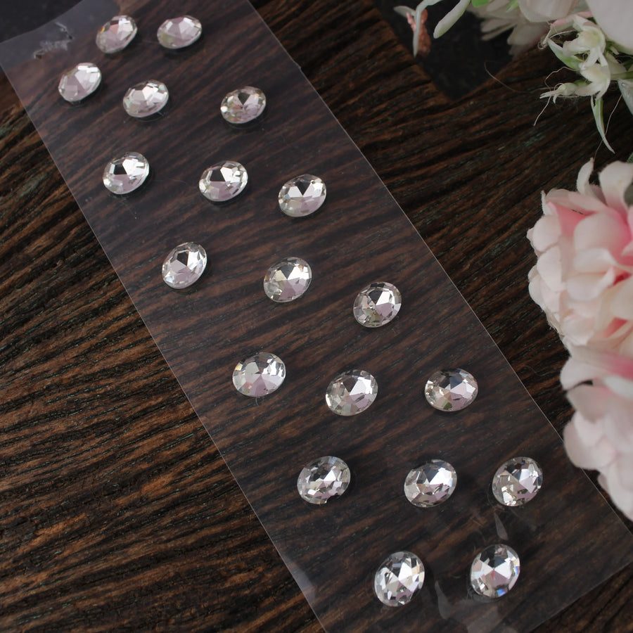 Oval Crystal Stone Stickers – Pack of 24 decorative makeup hair accessories - Sparkle and Glow