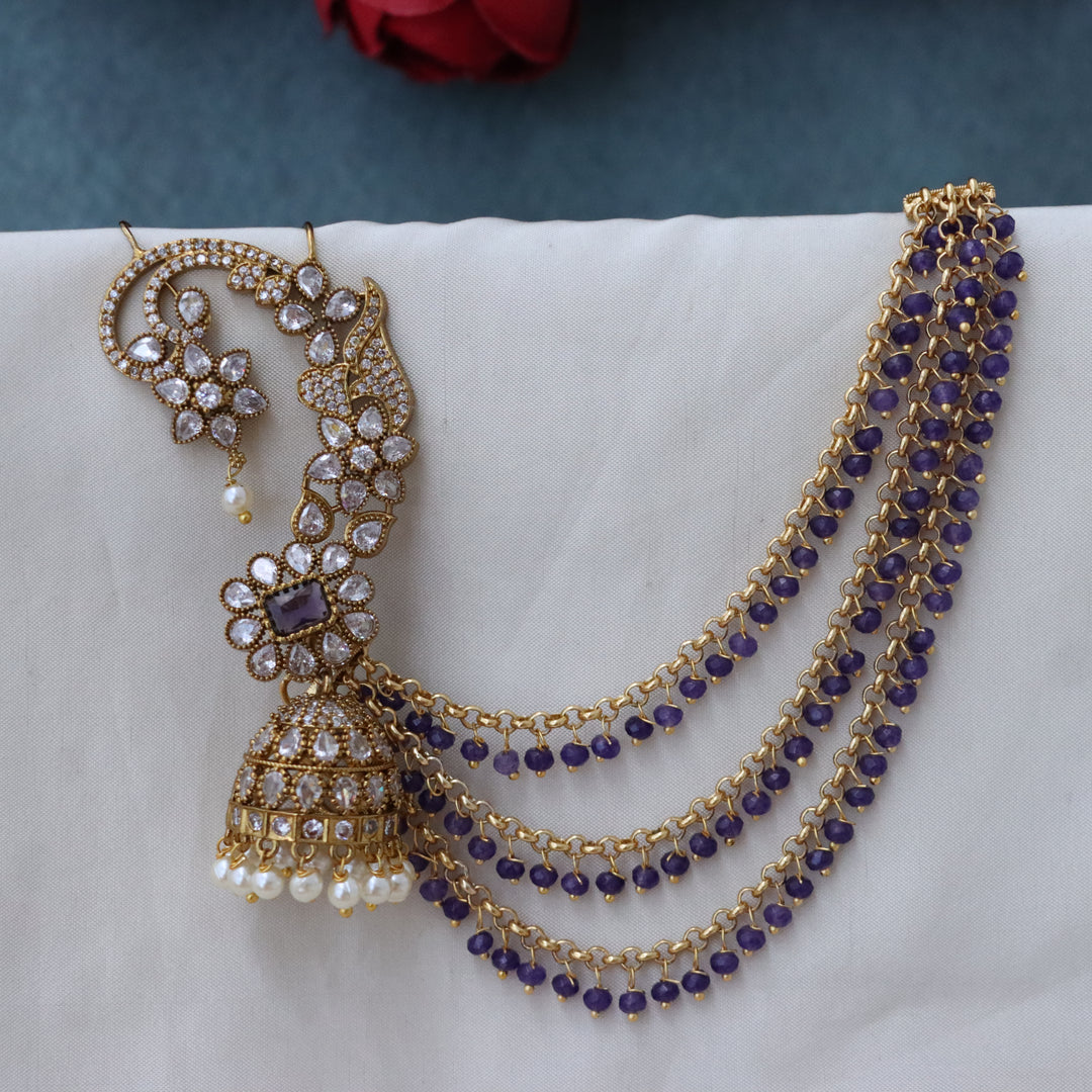 Elegant Purple Cuff and Earchain Set for Women