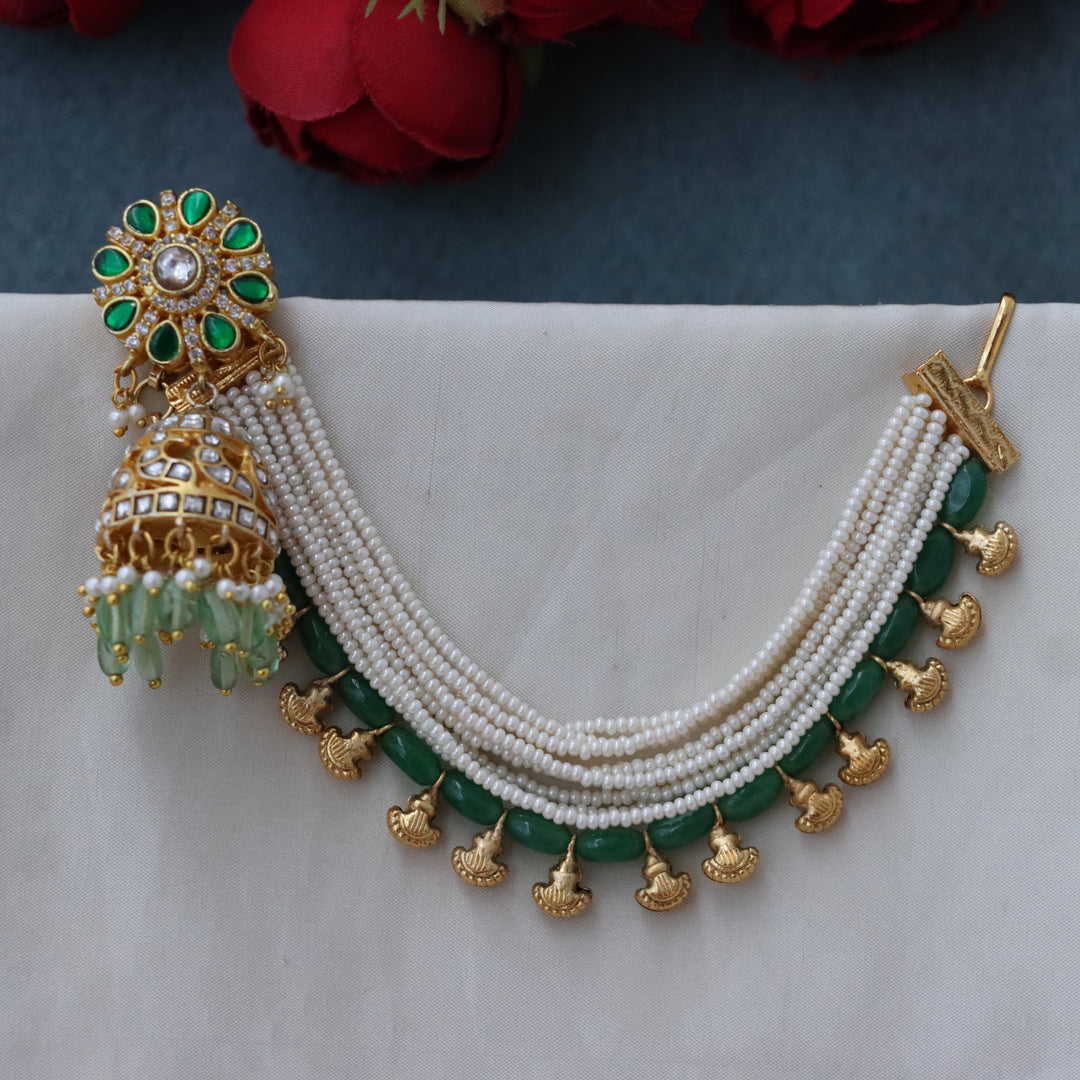 Elegant Jadau Earrings & Earchain Combo on Sale