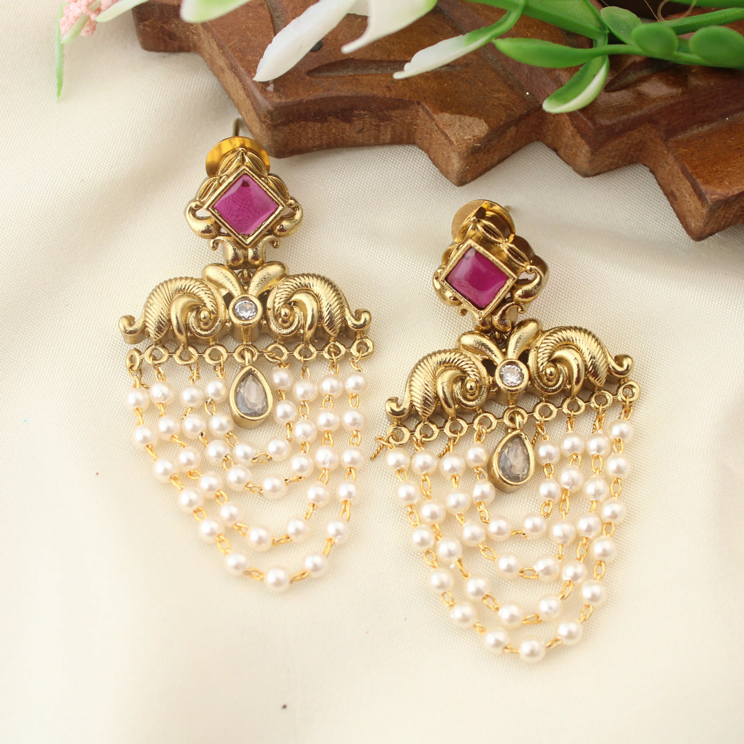 Layered White Pearl Earrings | Dainty Fashion
