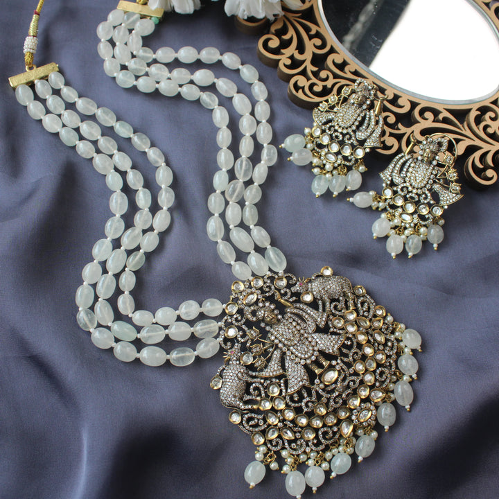 Balaji Pendant Pink Beads Victorian AD Haram