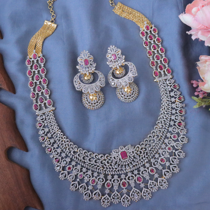 Gold Finish Diamond Replica Haram - Green