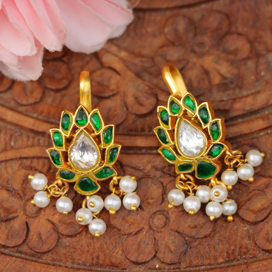 Floral Jadau Fusion Victorian Bugadi Earrings