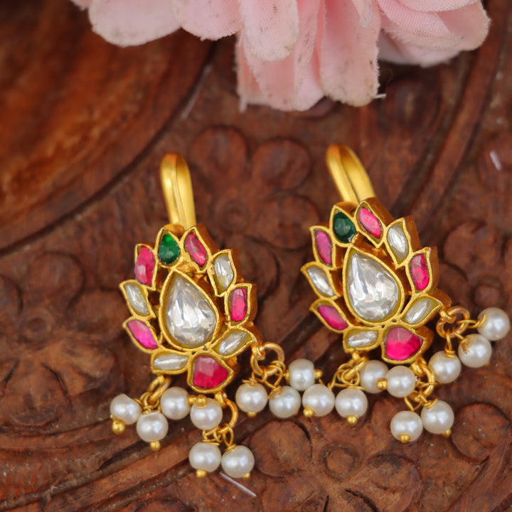 Floral Jadau Fusion Victorian Bugadi Earrings