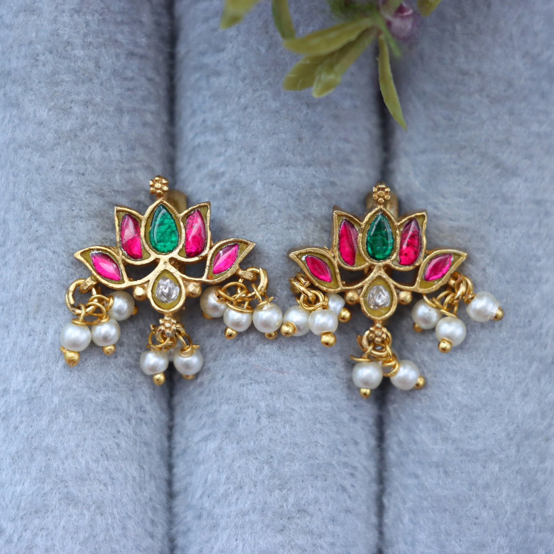 Exquisite Lotus Pearl Bugadi Earrings - Sparkle & Glow
