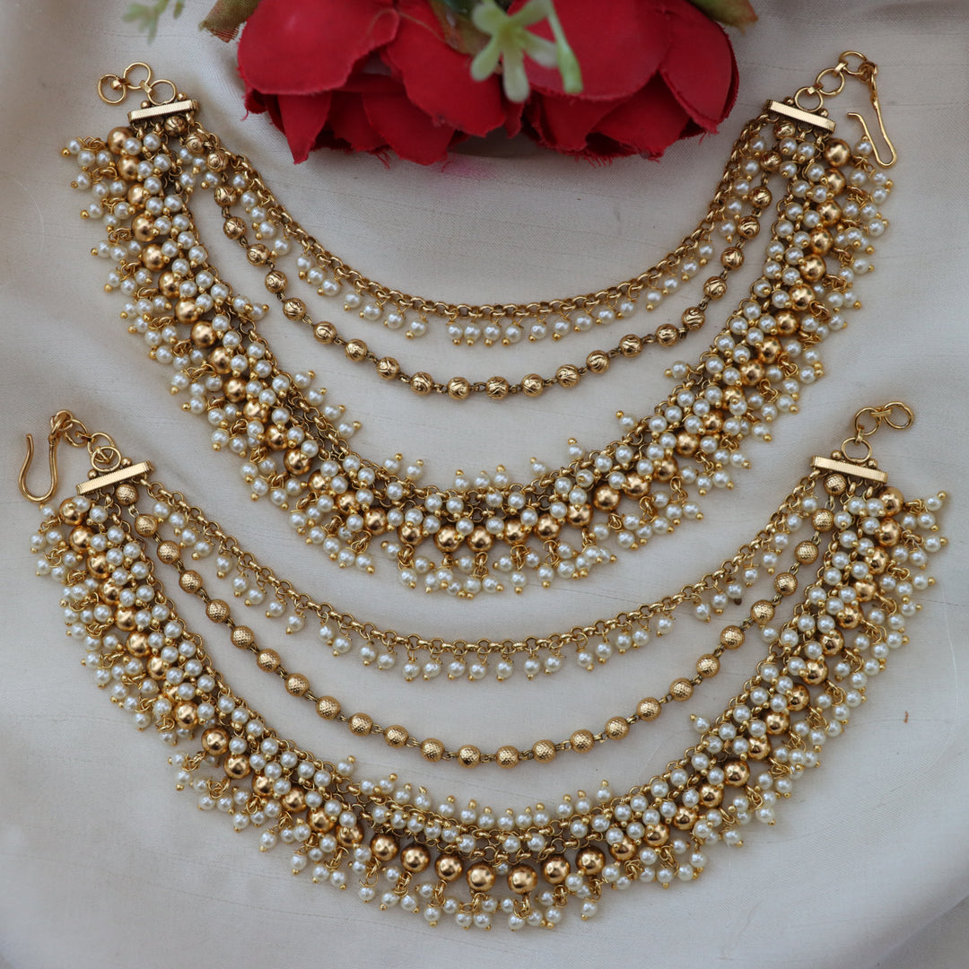 Gold Polished Guttapusalu Ear Chain - Premium Quality