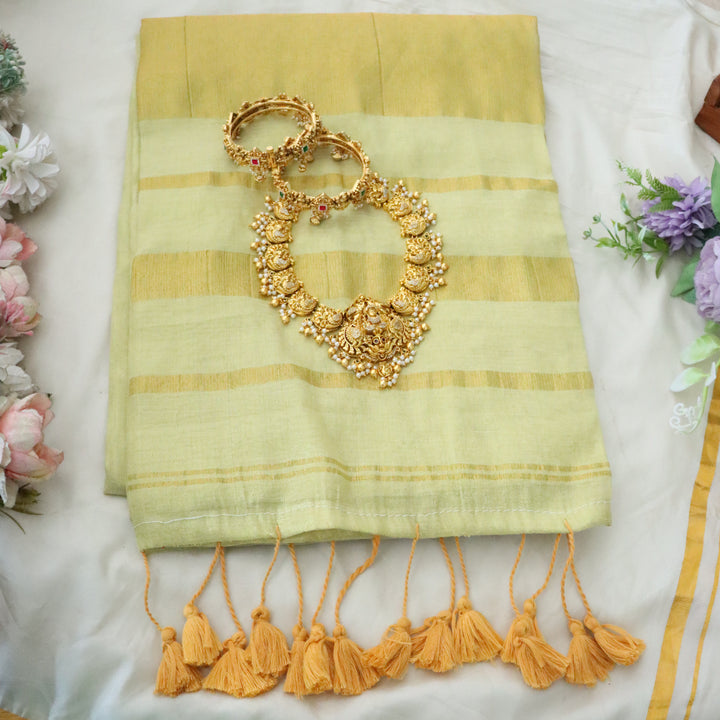 Elegant Kerala Metallic Mul Mul Cotton Saree